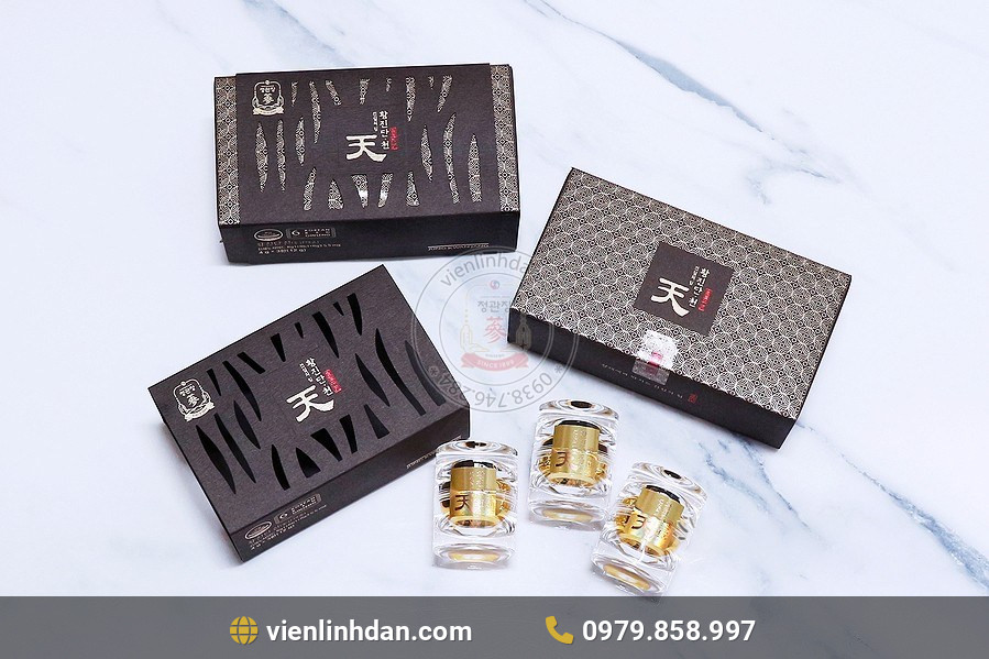 chi tiết hộp Viên Linh Đan KGC Jung Kwan Jang Hwang Jin Dan Cheon