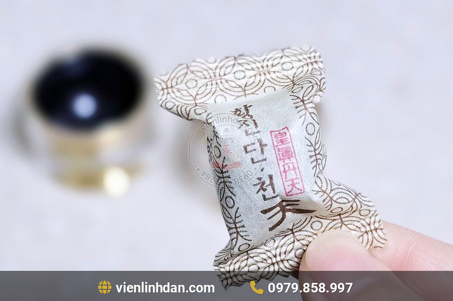 chi tiết hộp Viên Linh Đan KGC Jung Kwan Jang Hwang Jin Dan Cheon