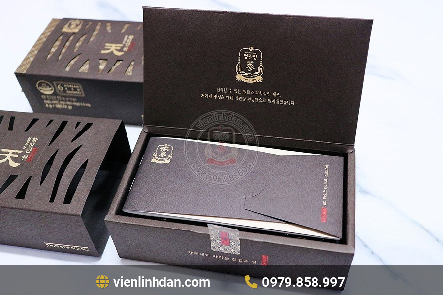 chi tiết hộp Viên Linh Đan KGC Jung Kwan Jang Hwang Jin Dan Cheon